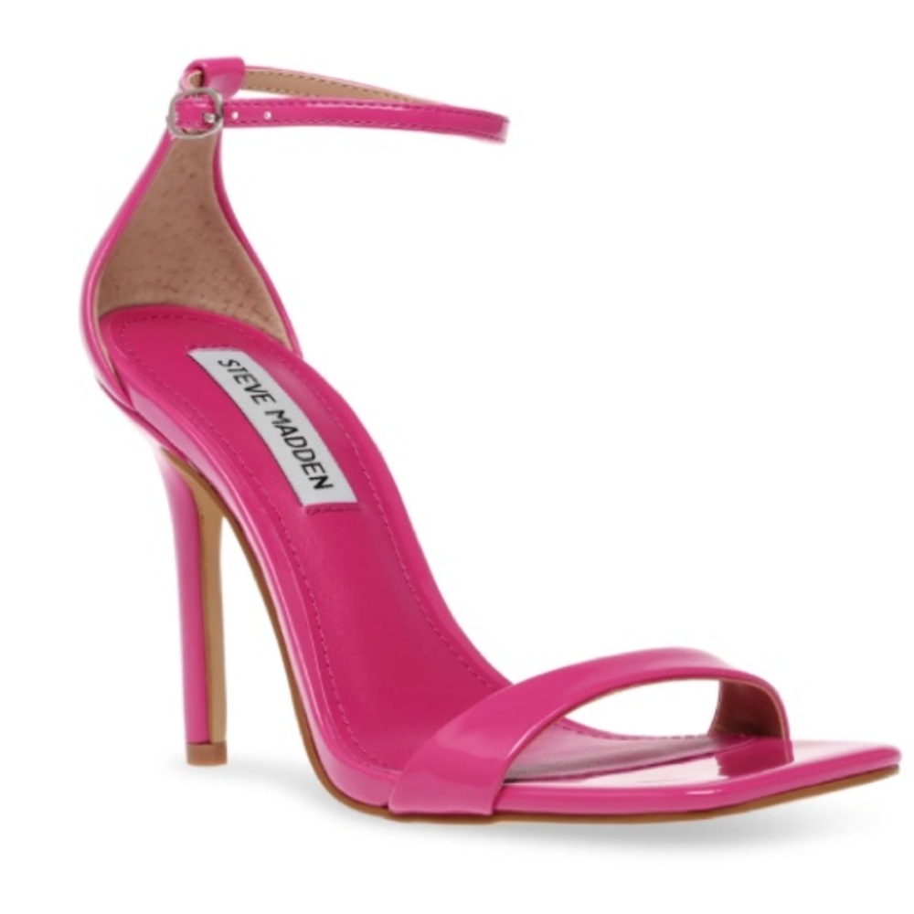 STEVE MADDEN Womens Pink Ankle Strap Square Toe Stiletto’s Size 9.5